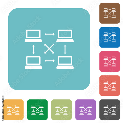 Content delivery network rounded square flat icons