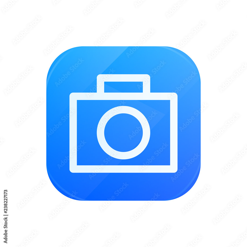 Camera glossy flat icon, photo symbol Camera glossy flat icon, photo symbol