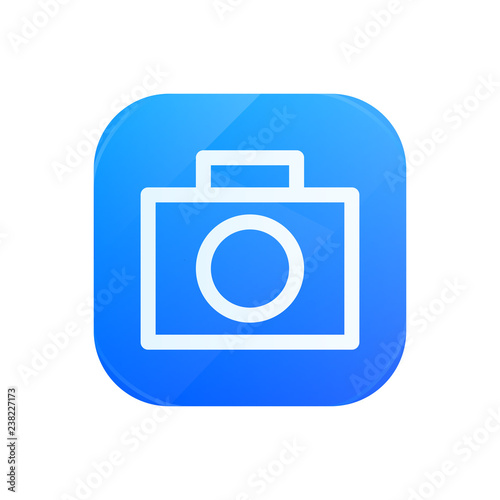 Camera glossy flat icon, photo symbol