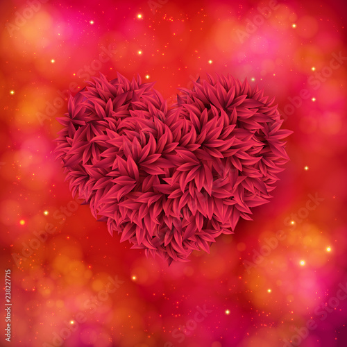 Romantic card design of a red floral heart