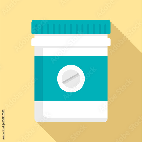 Pills bottle icon. Flat illustration of pills bottle vector icon for web design