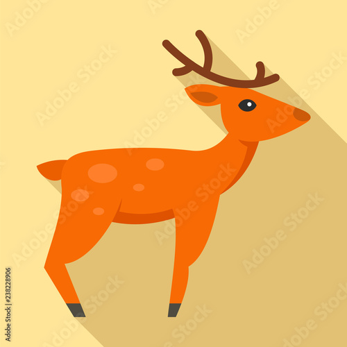 Christmas deer icon. Flat illustration of christmas deer vector icon for web design