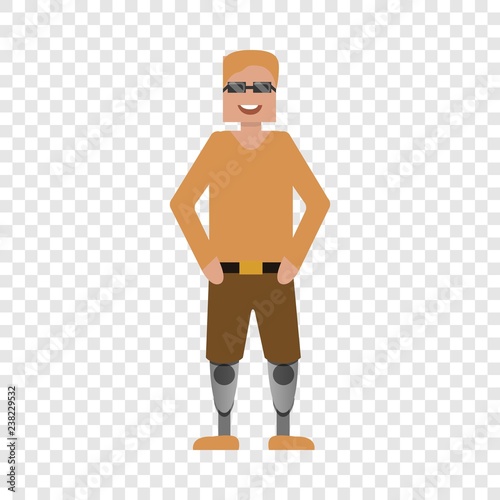Happy invalid man icon. Flat illustration of happy invalid man vector icon for web design