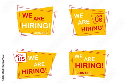 We are hiring labels or banners,Set of four elements,