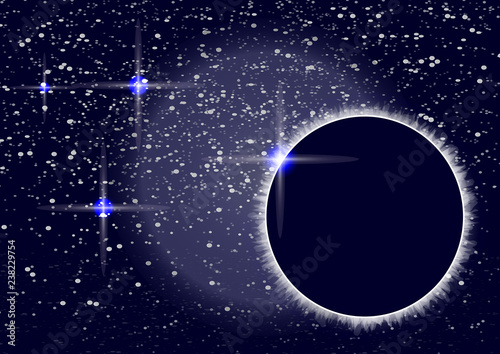 Abstract universe. Creative background outer space with eclipse. Vector illustration.
