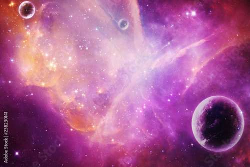 Fototapeta Naklejka Na Ścianę i Meble -  Abstract Artistic Planet Over A Magenta Nebula Galaxy Background