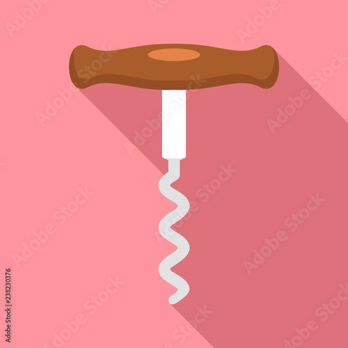 Wood corkscrew icon. Flat illustration of wood corkscrew vector icon for web design