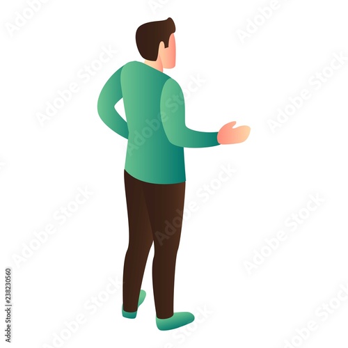 Man explain icon. Isometric of man explain vector icon for web design isolated on white background