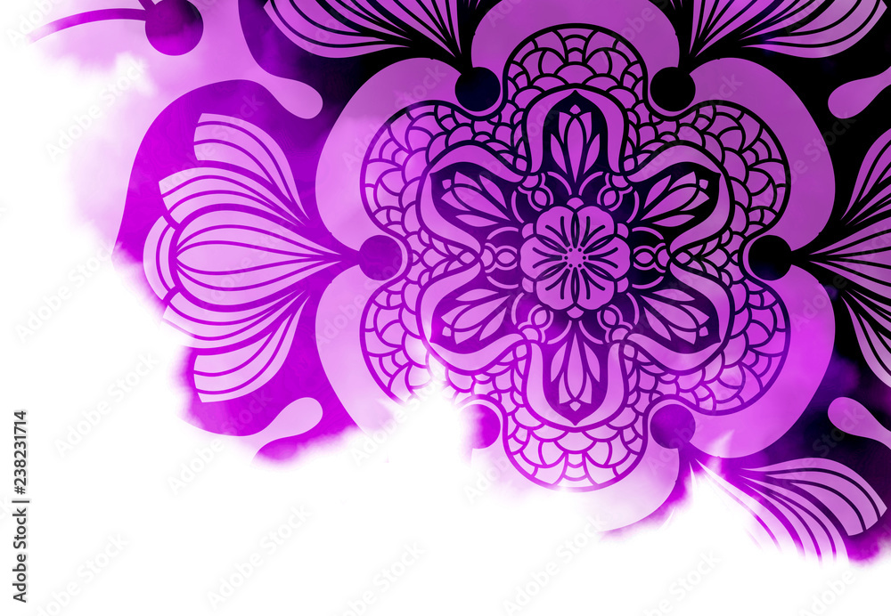 Abstract mandala graphic design and watercolor digital art painting for ancient geometric concept background Abstract mandala graphic design and watercolor digital art painting for ancient geometric concept background