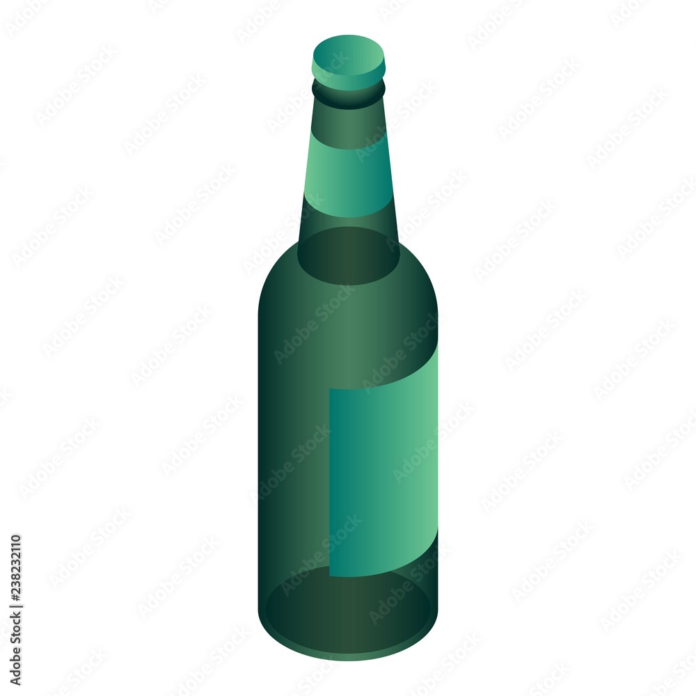 Green beer bottle icon. Isometric of green beer bottle vector icon for web design isolated on white background Green beer bottle icon. Isometric of green beer bottle vector icon for web design isolated on white background