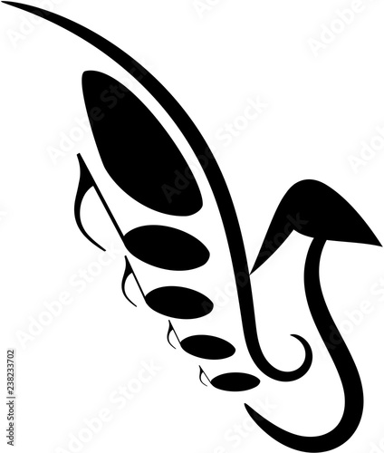 Stylized bird with notes