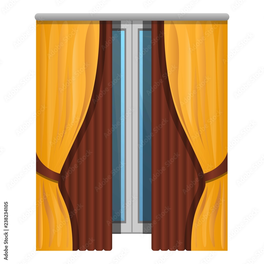 Elegant window curtains icon. Cartoon of elegant window curtains vector icon for web design isolated on white background