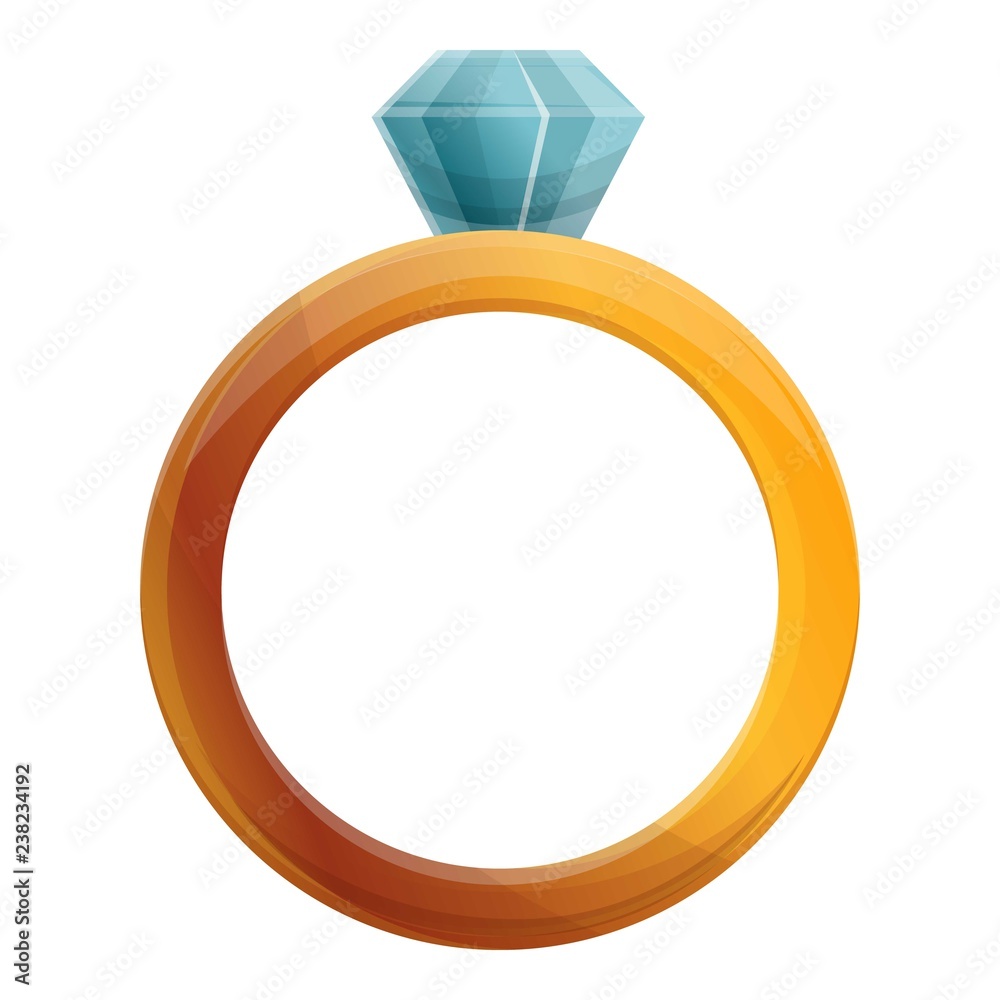 Diamond ring icon. Cartoon of diamond ring vector icon for web design isolated on white background Diamond ring icon. Cartoon of diamond ring vector icon for web design isolated on white background
