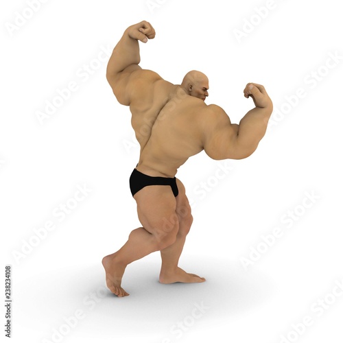 bodybuilder posing.3D illustration.