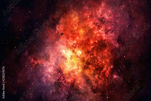 Artistic Abstract Glowing Red Nebula Galaxy Artwork