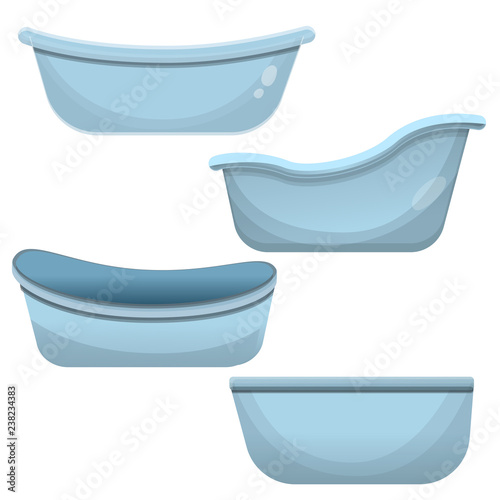 Bathtub icon set. Cartoon set of bathtub vector icons for web design