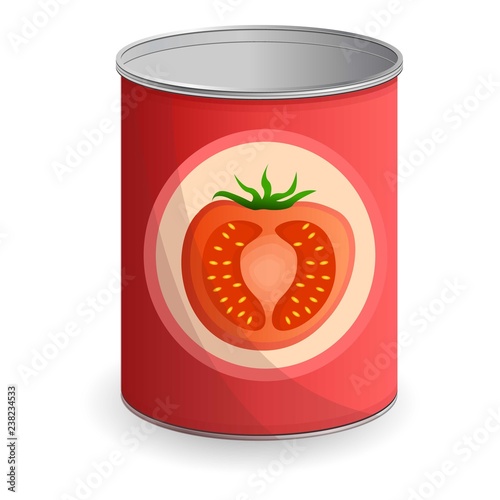 Tomato tin can icon. Cartoon of tomato tin can vector icon for web design isolated on white background