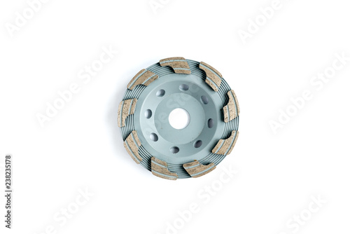 Disk (wheel) for grinding concrete and stone isolated on white background. 