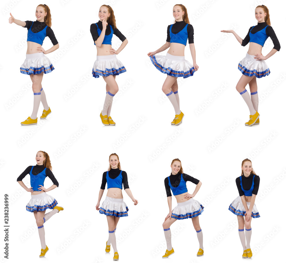 Cheerleader isolated on the white background