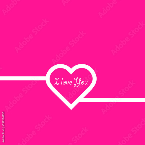 Outline Valentines day for Design, Website, Background, Banner. Heart Silhouette for greeting card or Premium flyer. Best gift. Valentines card with line heart and I Love You phrase. Vector