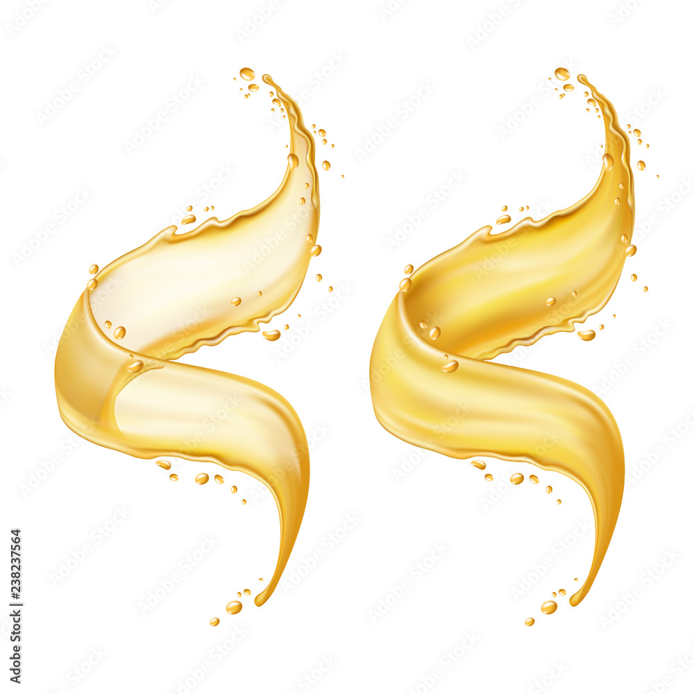 Apple juice lemonade beer yellow fruit alcohol liquid summer tropical vacation soft drink sweet flowing in motion isolated spray paint illustration splash realistic vector