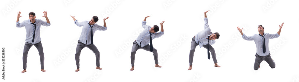 Young barefooted businessman isolated on white Young barefooted businessman isolated on white