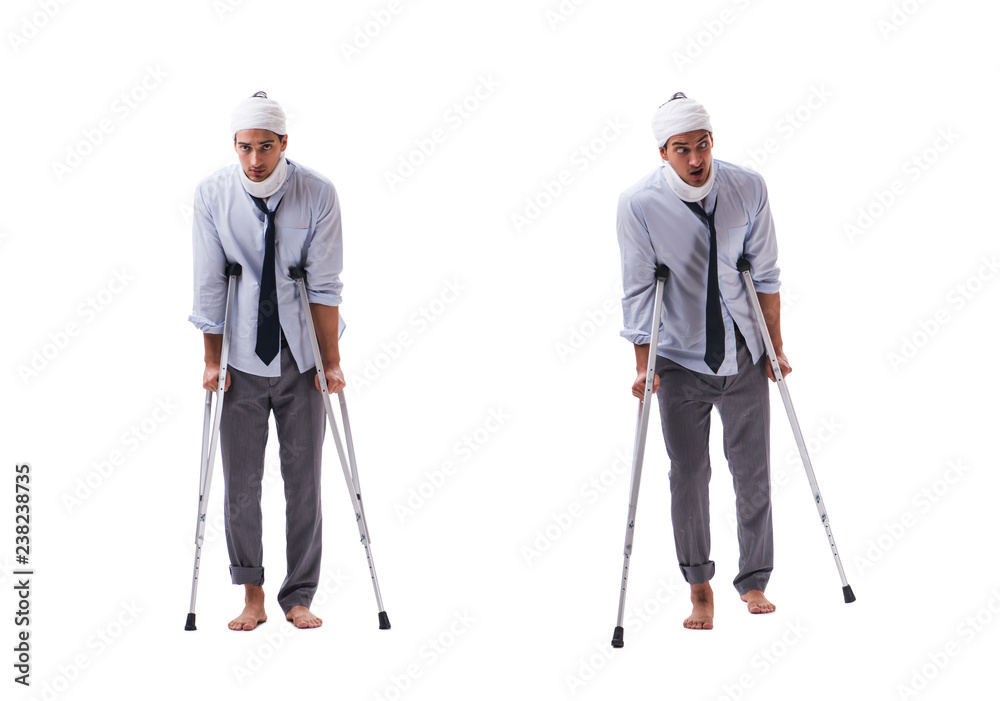 Injured businessman isolated on white Injured businessman isolated on white
