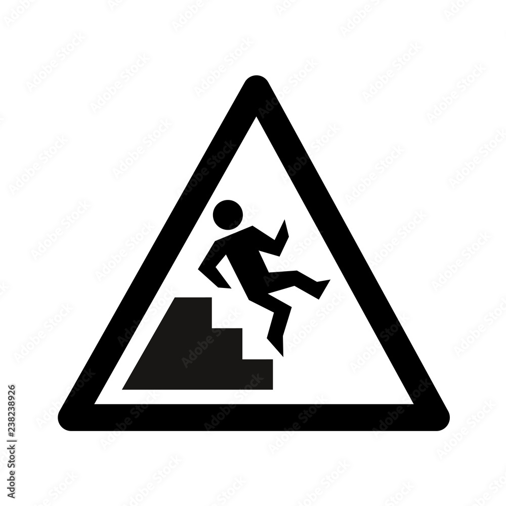 Watch your step sign, vector stick figure and stairs icon. Watch your step sign, vector stick figure and stairs icon.