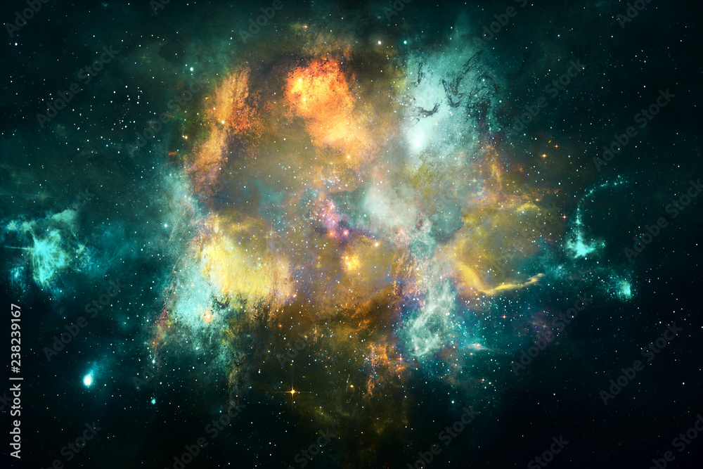 Naklejka premium Abstract Beautiful Artificial Multicolored Smooth Nebula Galaxy Artwork