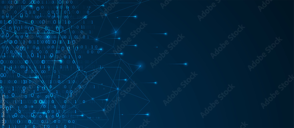 Technology background. Big data concept. Binary computer code.  Vector illustration.