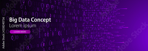 Technology background. Big data concept. Binary computer code.  Vector illustration.