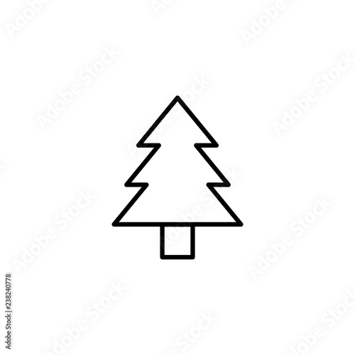 fir spruce pine tree wood christmas xmas symbol line icon black on white background