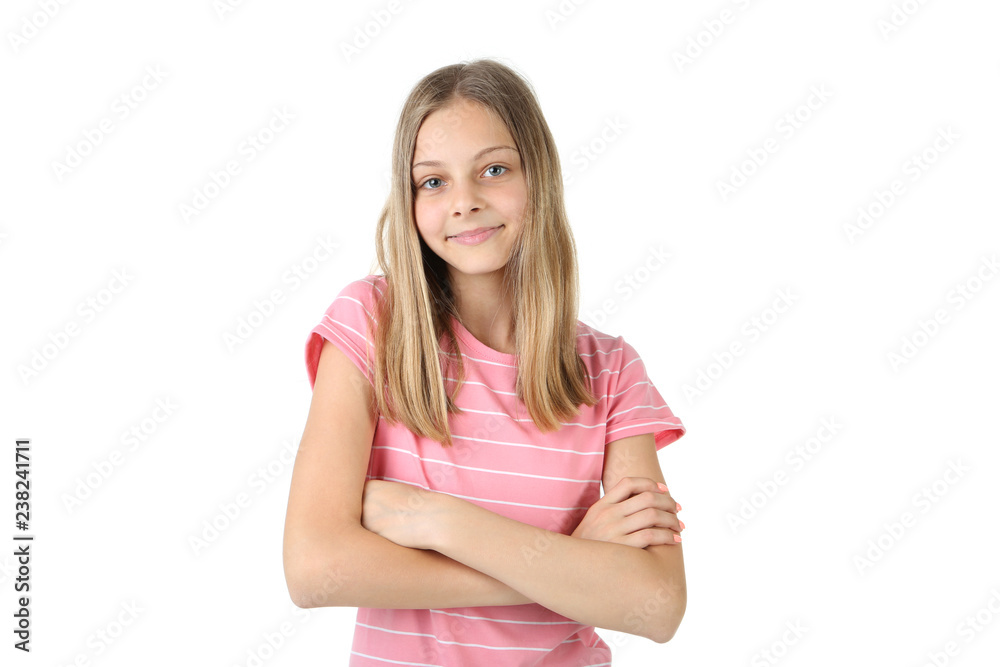 Beautiful young girl on white background Beautiful young girl on white background