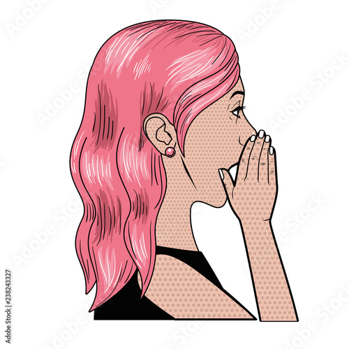 woman telling a secret avatar character