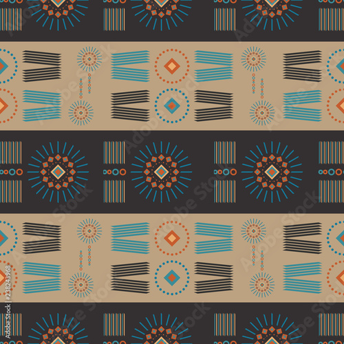 Tribal doodles ornament. Trendy aztec illustration. Seamless aztec texture for fabric design, interior elements, wallpapers, paper backgrounds and printed products.