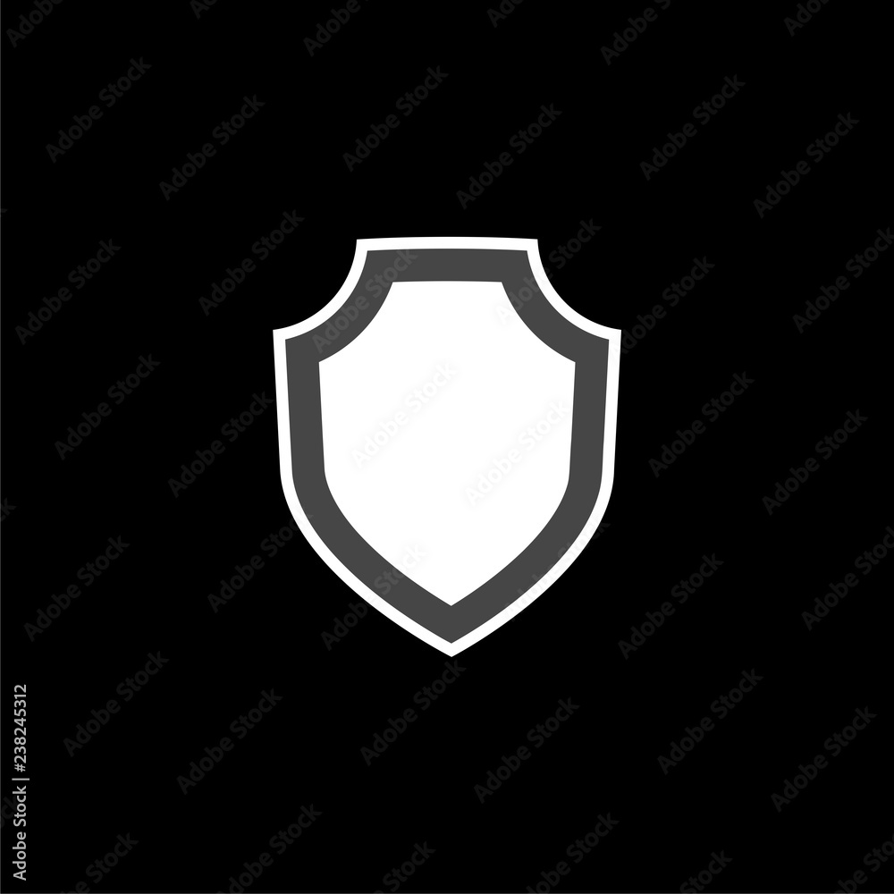 Shield seal frame icon or logo on dark background Shield seal frame icon or logo on dark background