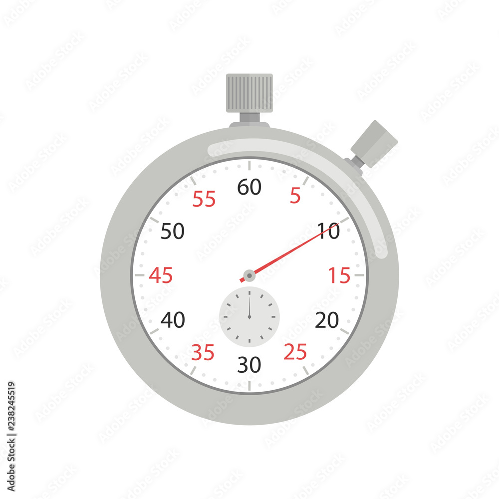 Stopwatch icon. Vector illustration in a flat style, isolated on white background. Stopwatch icon. Vector illustration in a flat style, isolated on white background.