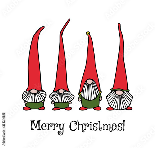 Hand drawn Christmas gnomes