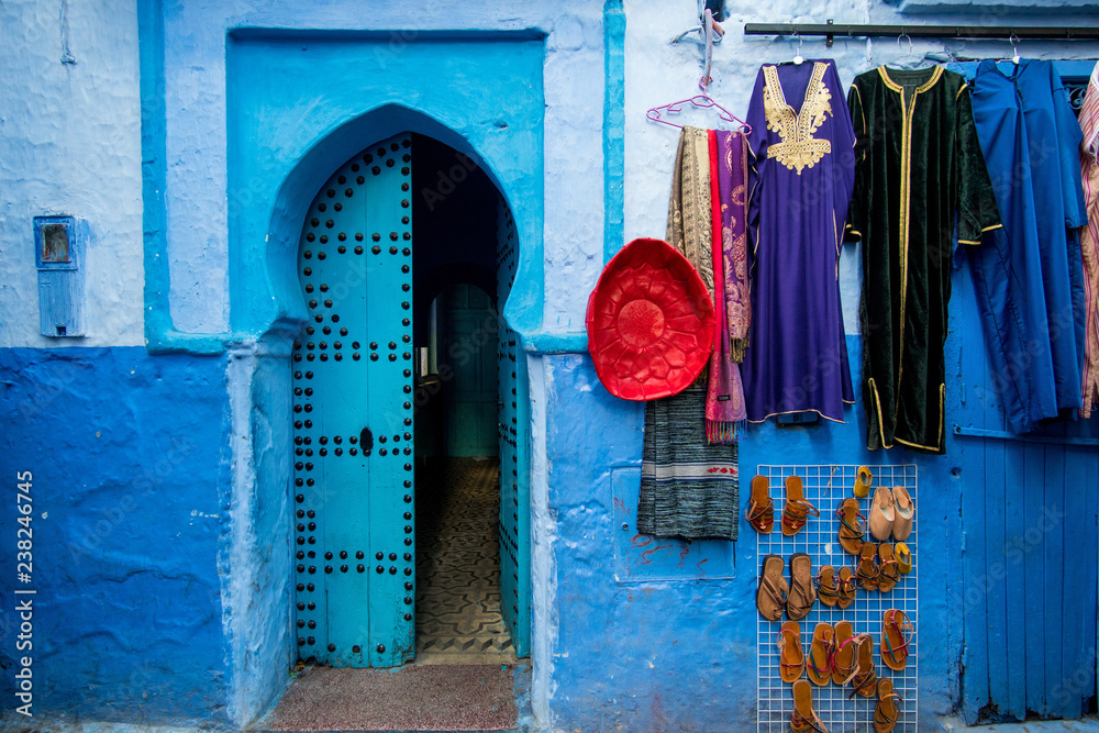 Street in Chefchaouen city in Morocco