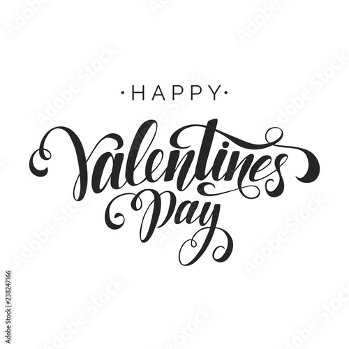 Happy Valentine's Day vector lettering inscription on white background. Handwritten design elements. Valentine's Day typography. Hand drawn clipart. Isolated typography print for card, poster, flyer.