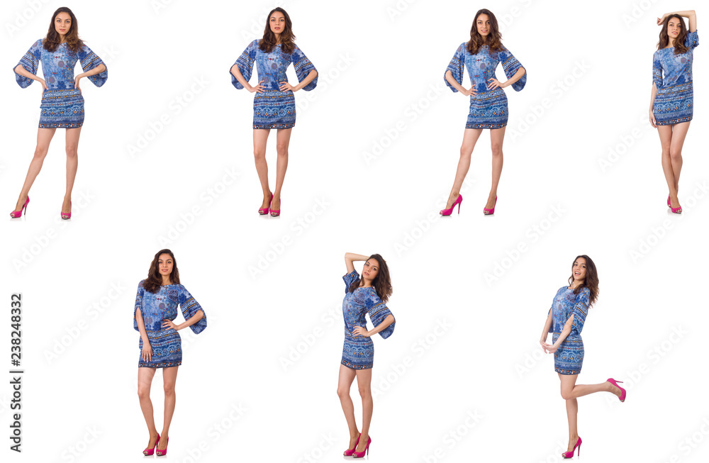 Collage of woman in fashion look isolated on white Collage of woman in fashion look isolated on white