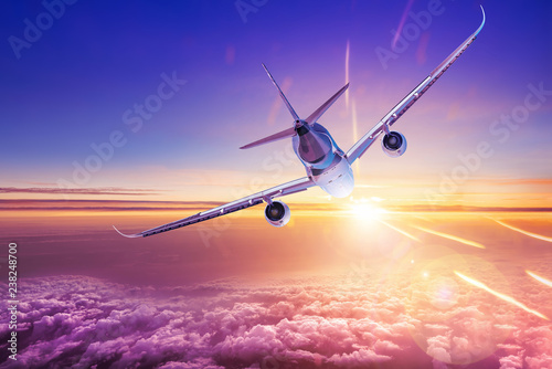 airplane flies into the sun