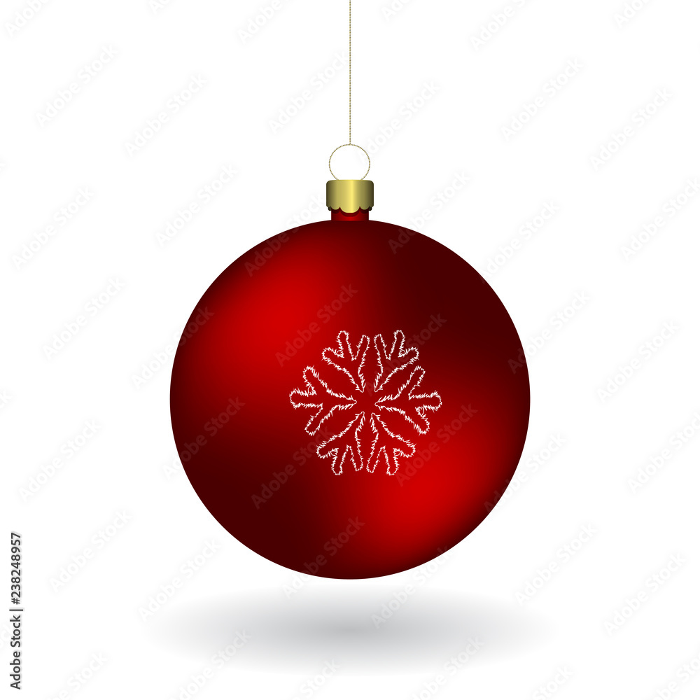 Red Christmass ball hanging on a golden chain Red Christmass ball hanging on a golden chain
