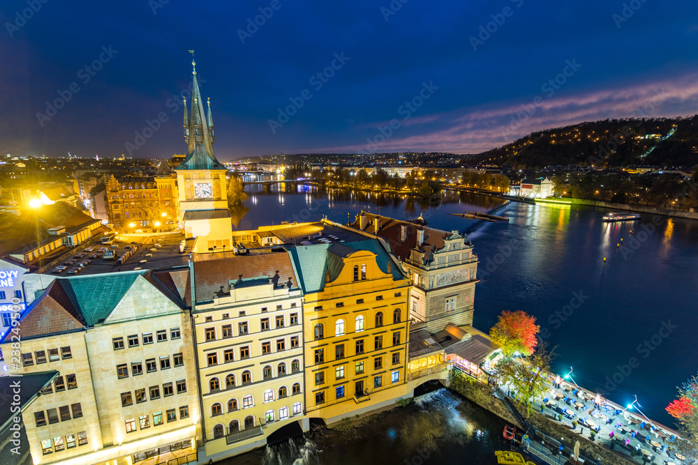 Naklejka premium panoramic view of prague old town