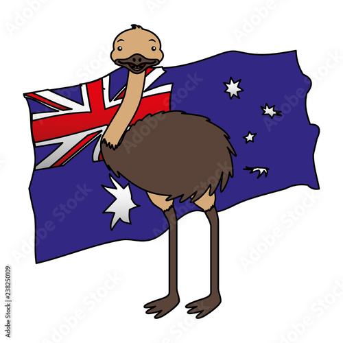 emu with hat australian flag celebration