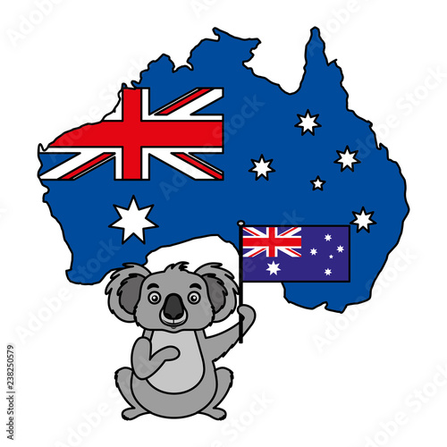 koala with hat australian flag map