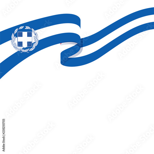 3d illustration of wavy ribbon with Greek national flag colors for your graphic and web design