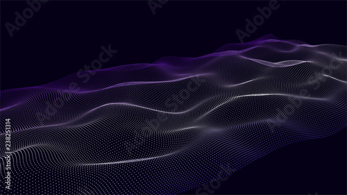 Futuristic point wave.Wave of particles. Abstract background with a dynamic wave. Vector illustration.