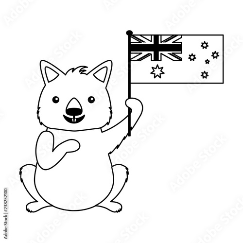 wombat with hat australian flag celebration