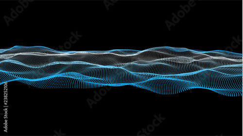 Futuristic point wave.Wave of particles. Abstract background with a dynamic wave. Vector illustration.